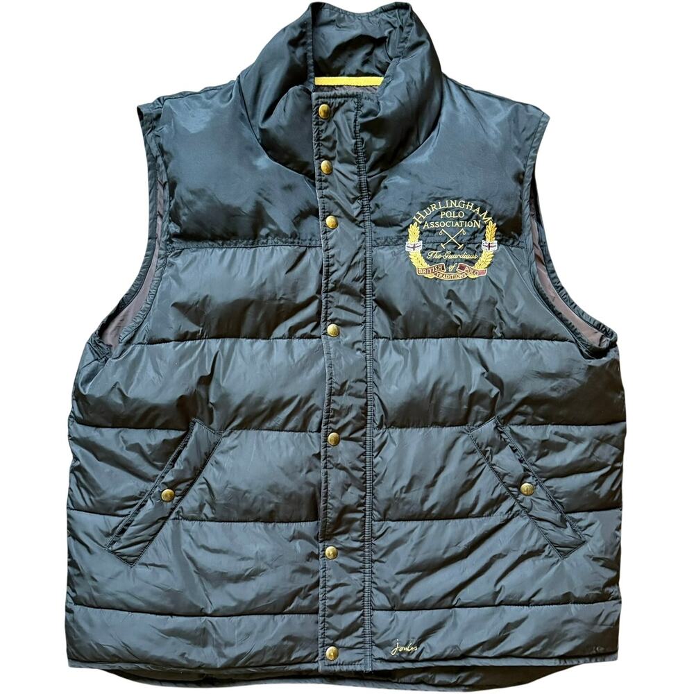Joules Hurlingham Polo Assoc Puffer Vest XXL Black Embroidered